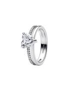 Heart Sterling Silver Ring With Clear Cubic Zirconia Ring Smykker Silv...