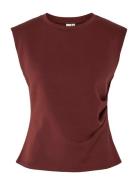 Yaspina Sl Top Noos Tops Blouses Short-sleeved Burgundy YAS