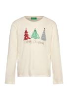 T-Shirt L/S Tops T-shirts Long-sleeved T-Skjorte Cream United Colors O...