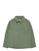 Cotton Shirt With A Shirt Collar Tops Shirts Long-sleeved Shirts Green...