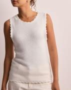 Pieces - Hvid - Pcmary Sl Knit Top Pa Bc