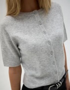 Nelly - Grå - Short Sleeve Knit Cardigan