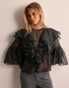 Malina - Sort - Alexia organza frill blouse