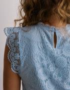 Pieces - Blå - Pcolline Sl Lace Top Noos