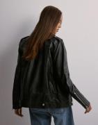 Selected Femme - Sort - Slfmadison Leather Jacket B Noos
