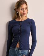 Nelly - Blå - Rib Bow LS Top