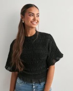 Nelly - Sort - Frill Turtleneck Blouse