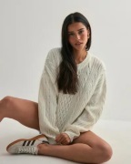 Nelly - Hvid - Oversized Cable Knit Sweater