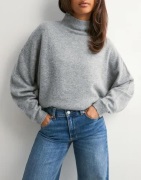 Nelly - Grå - Sleeve Focus Polo Knit Sweater