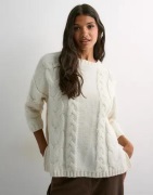 Pieces - Hvid - Pcmoby 6/8 O-Neck Oversize Knit Bc