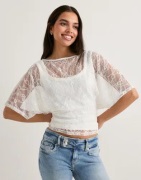 Nelly - Hvid - Wide Sleeve Lace Top