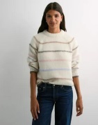 Pieces - Hvid - Pcnelia Ls O-Neck Knit Noos Bc