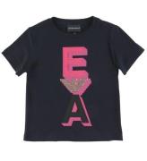 Emporio Armani T-shirt - Navy m. Pink/Guld