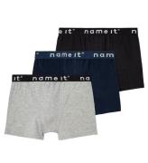 Name It Boxershorts - Noos - NkmBoxer - 3-pak - Sort/GrÃ¥/Navy