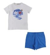 Moncler T-shirt/Shorts - BlÃ¥/Hvid m. Print