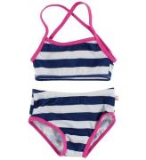 Katvig Classics Bikini - UV50+ - Navy/Hvidstribet m. Pink Kant