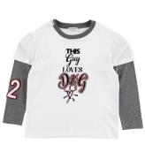 Dolce & Gabbana Bluse - Millennials - Hvid/GrÃ¥ m. Print/Patches