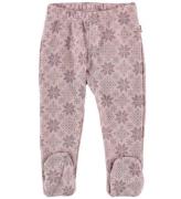 Joha Leggings m. Fod - Uld - Rosa m. Stjerner