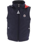 Moncler Vest - Zene - MÃ¸rkeblÃ¥ m. RÃ¸d/Hvid