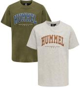 Hummel T-shirt - hmlFast - 2-pak - Kalamata/Light Grey Melange