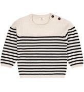 Copenhagen Colors Bluse - Uld - Strik - Cream/Navy Stripe