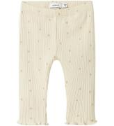 Name It Leggings - Rib - NbfRoyanna - Summer Sand m. Stjerner