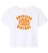 American Vintage T-shirt - Gamipy - Hvid/Neonorange