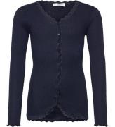 Rosemunde Cardigan - Rib - Balta - Navy m. Blonder