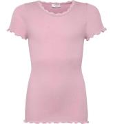 Rosemunde T-shirt - Rib - Balta - Prism Pink m. Blonder