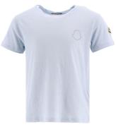Moncler T-shirt - LyseblÃ¥meleret m. Similisten