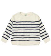 FUB Bluse - Rib - Strik - Ecru/Dark Navy