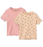 Wheat T-shirt - 2-pak - Rib - Alicia - Rose Water Flowers