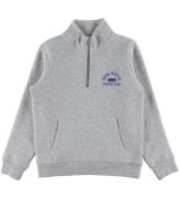 GANT Sweatshirt - Graphic Half Zip - Lysegråmeleret